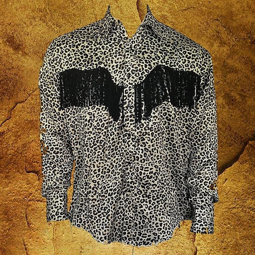 

Herren Hemd Leopard Grafik-Drucke Umlegekragen Schwarz Outdoor Strasse Langarm Button-Down Bedruckt Bekleidung Sport Modisch Strassenmode Designer