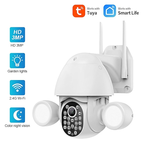 

3MP Tuya Floodlight Courtyard Lighting Camera Outdoor Human Tracking Flood Lighting Cam