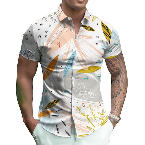 

Men's Shirt Summer Hawaiian Shirt Floral Houndstooth Coconut Tree Graphic Prints Turndown Black Pink Blue Rainbow Gray Street Casual Short Sleeves Button-Down Print Clothing Apparel Tropical Fashion