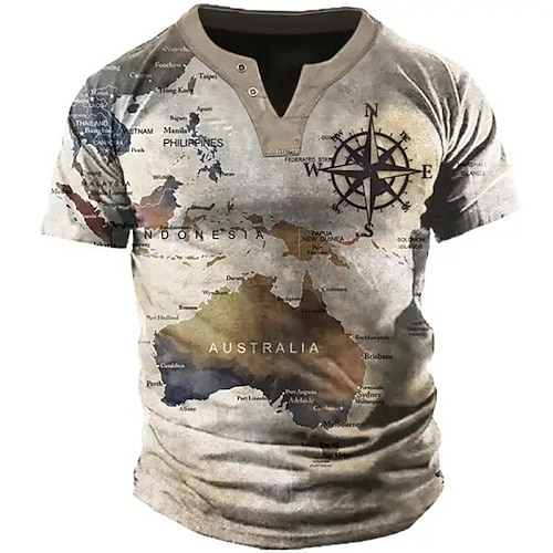

Per uomo maglietta Pop art Mappa A V Abbigliamento Stampa 3D Giornaliero Sport Manica corta Pulsante Stampa Di tendenza Originale Informale