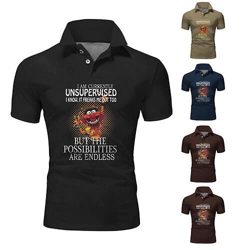 

Per uomo POLO Camicia da golf Golf Alfabetico Stampe astratte Collo ripiegabile Nero Vino Blu marino Marrone Cachi Esterno Strada Maniche corte Bottone giù Stampa Abbigliamento Sportivo Di tendenza