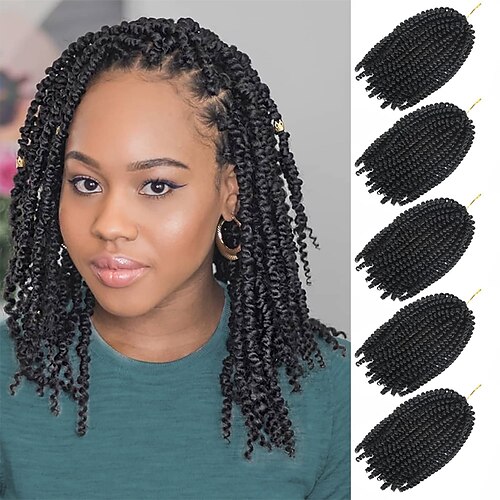 

5 Packungen Spring Twist Hair 8 Zoll flauschige Spring Twists Bomb Twist Hair Kunstfaser flauschige Passion Twist Häkelzöpfe niedrige Temperatur für schwarze Frauen zum Flechten von Häkelhaaren