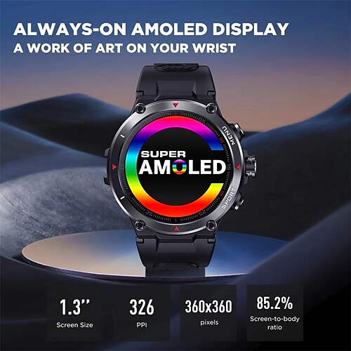 

zeblaze stratos 2 gps relógio inteligente amoled display 24h monitor de saúde 5 atm bateria de longa duração smartwatch para homens