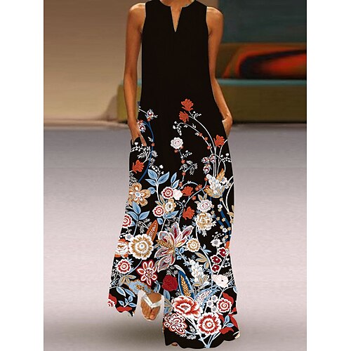 

Per donna Vestito casual Vestito tubino Vestito svasato Leopardo Floreale Tasche Stampa A V Vestito maxi Attivo Di tendenza Da mare Per uscire Senza maniche Standard Bianco e nero Nero Bianco