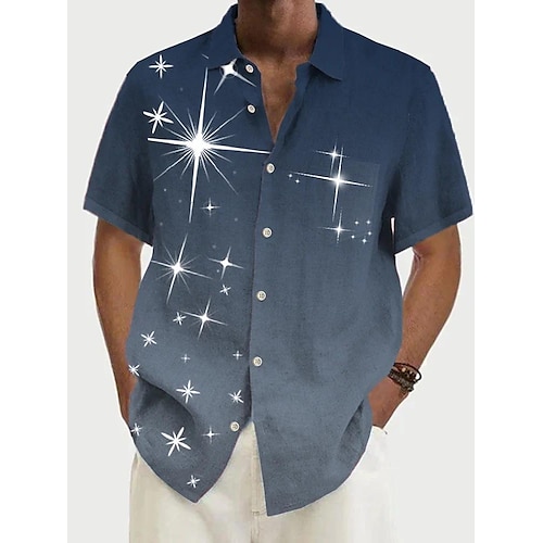 

Homme Chemise Chemise hawaïenne Etoile Imprimés Photos Col rabattu Bleu Extérieur Plein Air Manches courtes Bouton bas Imprimer Vêtement Tenue Tropique Mode Hawaïen Design