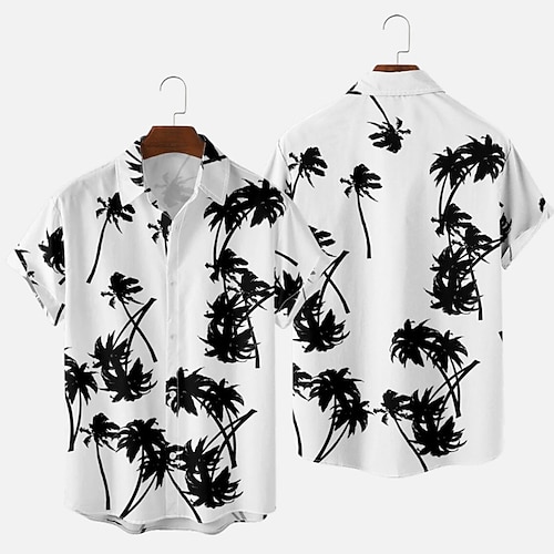 

Homens Camisa Social Camisa havaiana Coqueiro Estampas Abstratas Aberto para a Lateral Branco Rua Casual Manga Curta Botão para baixo Imprimir Roupa Tropical Esportes Roupa de rua Macia