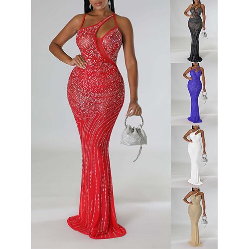 

Per donna Abito da ballo Vestito da festa Abito con paillettes Abito lungo Abito lungo Nero Bianco Rosso Senza maniche Colore puro Con lustrini Estate Primavera Autunno Con bretelline Festa Vestito