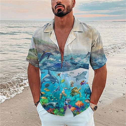 

Homme Chemise Chemise hawaïenne Imprimés Photos Tortue La vie marine Col rabattu Jaune Bleu Gris Casual Vacances Manche Courte Bouton bas Imprimer Vêtement Tenue Tropique Mode Vêtement de rue Hawaïen