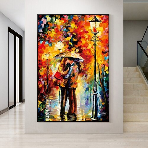 

fait à la main peint à la main peinture à l'huile mur moderne abstrait rainny couple peinture pattle couteau art toile peinture décoration de la maison décor toile roulée pas de cadre non tendu