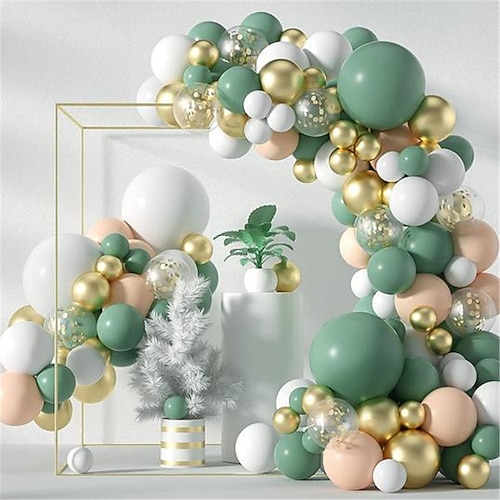 

117PC Avocado Green Balloon Wreath Set Retro Green Latex Birthday Valentine's Day Wedding Decoration