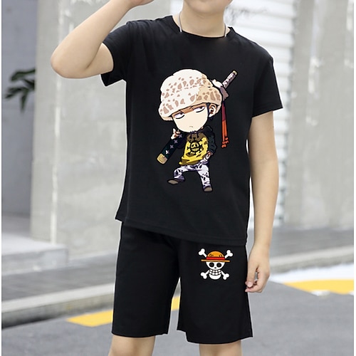 

One Piece Monkey D Luffy Accesorios T-Shirt Bermudas Estampado Gráfico Pantalones cortos Camiseta Para Hombre Mujer Chico Niños Adulto Estampado en caliente 100% Poliéster Casual Diario