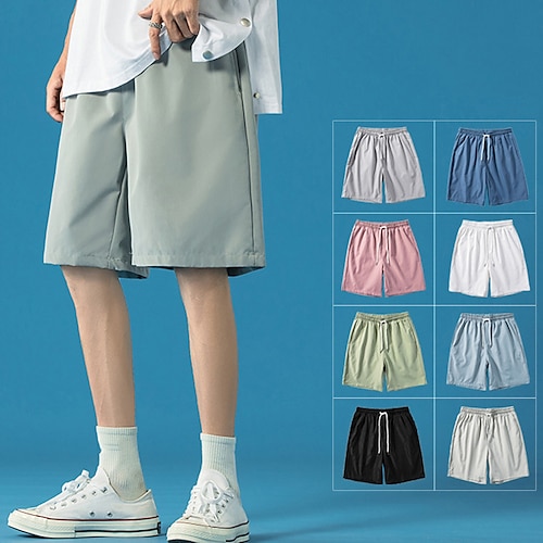 

Homens calções atléticos Shorts ativos Calção Shorts casuais Bolsos Com Cordão Cintura elástica Tecido Conforto Secagem Rápida Comprimento do joelho Ao ar livre Diário Feriado Misto de Algodão Roupa