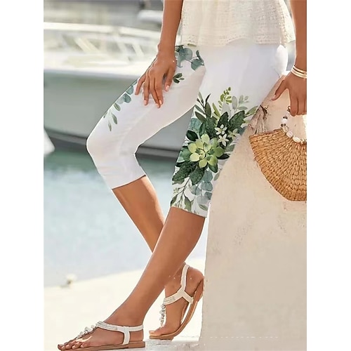 

Per donna Ghette pantaloncini capri Bianco Rosa Viola Di tendenza Per eventi Fine settimana Polpaccio Comfort Floreale S M L XL 2XL