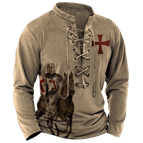 

vintage t-skjorte med blonder med templartrykk for menn