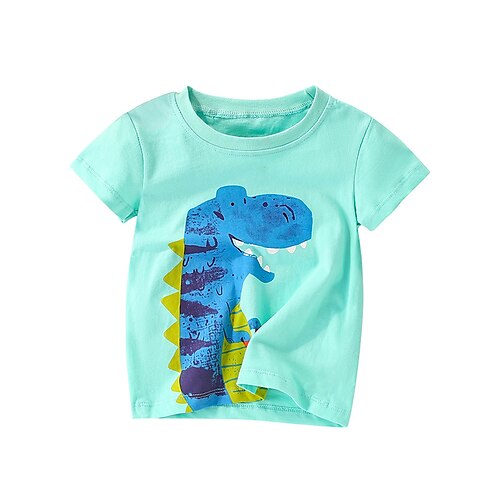 

Bambino Da ragazzo maglietta Tee Cartoni animati Dinosauro Manica corta Girocollo Top bambini Informale Di tendenza Giornaliero Estate Blu 2-8 anni