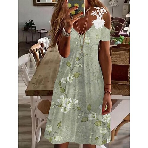 

Per donna Abito casual Vestito longuette Verde Manica corta Stampa Stampa Primavera Estate A V Informale 2023 S M L XL XXL 3XL
