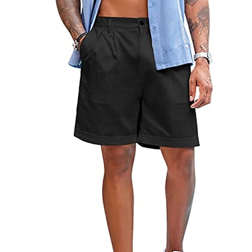 

Homens Calção Shorts de linho Shorts de verão Shorts de praia Tecido Respirável Macio Curto Casual Diário Feriado Misto de Algodão e Linho Moda Roupa de rua Preto Sem Elasticidade