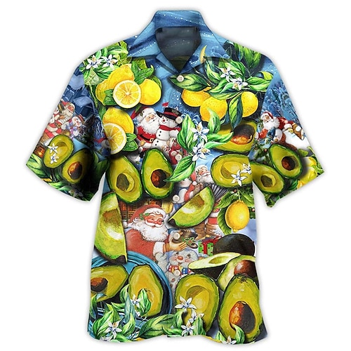 

Herren Hemd Hawaiihemd Sommerhemd Frucht Grafik-Drucke Kubanisches Halsband Grün Casual Festtage Kurzarm Button-Down Bedruckt Bekleidung Tropisch Modisch Strassenmode Hawaiianisch