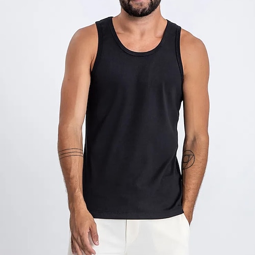 

Herre Tanktop Vest Top Underskorte Ærmeløs skjorte Wifebeater skjorte Vanlig Rund hals atletiktøj I-byen-tøj Uden ærmer Tøj Mode Designer Muskel