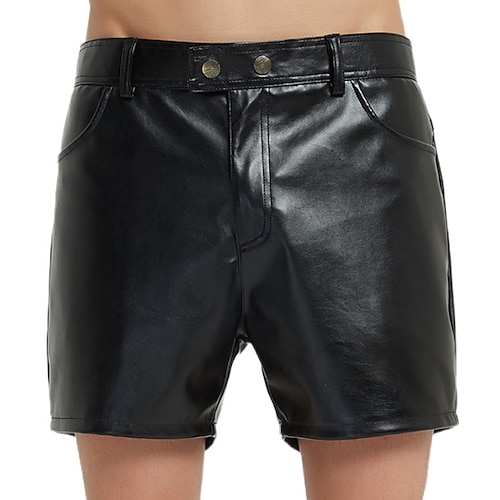 

Hombre Pantalón corto Pantalones cortos casuales Pantalones cortos de piel sintética Bolsillo Plano Comodidad Longitud de la rodilla Casual Diario Festivos Cuero sintético Ropa de calle Elegante Negro