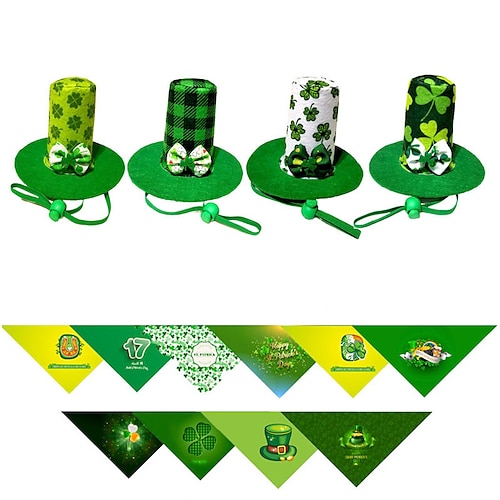 

2 pièces. Patrick's day nouveau chapeau pour animaux de compagnie herbe à quatre feuilles chat tête de chien accessoires de fleurs réglable triangle pour animaux de compagnie écharpe accessoires de