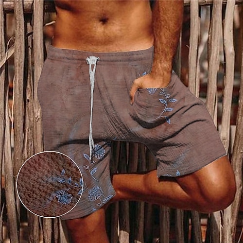 

Herre Sommershorts Strandshorts Casual shorts Seersucker Shorts Lomme Snorer Elastisk midje Grafiske trykk Blomst Komfort Pustende Kort Avslappet Daglig Ferie Bomullsblanding Sport Bohem Blå Grønn