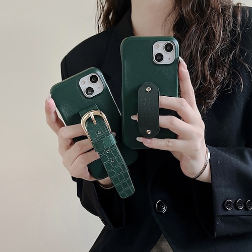 

teléfono Funda Para Apple Funda Trasera iPhone 14 Pro Max 14 Plus 13 12 11 Pro Max X XR XS Marco Antigolpes con correa de muñeca Bordes suaves Color sólido Cuero de PU