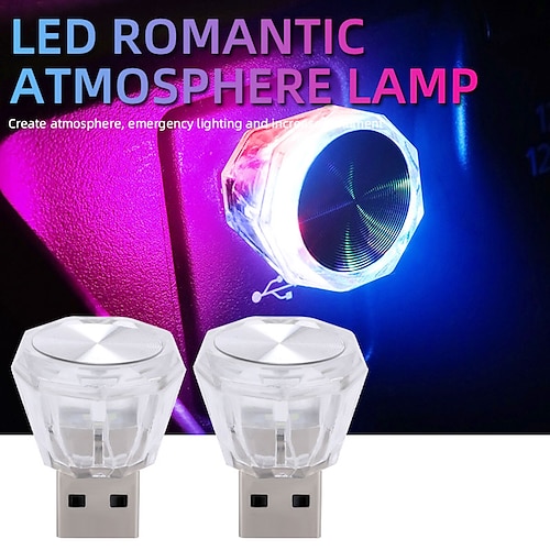 

2 stücke mini usb led auto licht auto innen atmosphäre licht notbeleuchtung licht pc auto bunte dekorative lampe auto zubehör