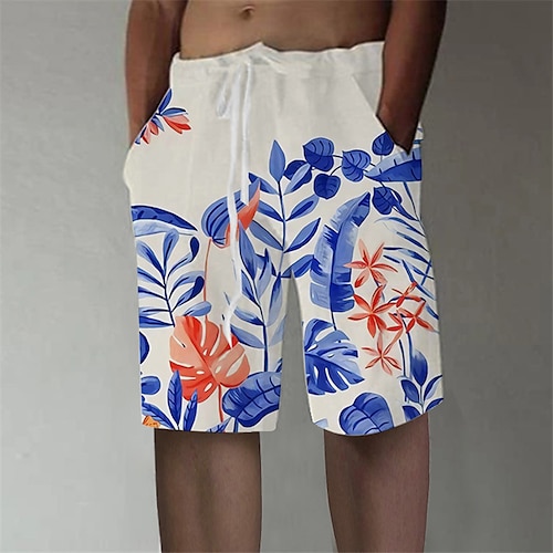 

Herre Sommer shorts Strandshorts Hængende Shorts Snørelukning Elastisk Talje Grafisk Blad Planter Åndbart Blød Korte Afslappet Daglig Ferie Gade Hawaiiansk Rød Blå Mikroelastisk