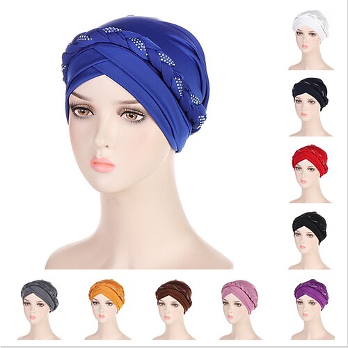 

comodo berretto turbante per donna morbida treccia elasticizzata cappelli musulmani berretti hijab interni femminili cappellino indiano avvolgere sciarpa