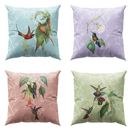 

colibrì doppia copertura del cuscino laterale 4pc primavera morbida federa decorativa quadrata federa per camera da letto soggiorno divano poltrona lavabile in lavatrice