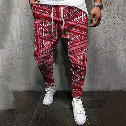 

Per uomo Pareggiatore Pantaloni Pantaloni casual A cordoncino Vita elastica Stampa 3D Stampe astratte Geometria Comfort Informale Giornaliero Abbigliamento di strada Essenziale Di tendenza Rosso Blu