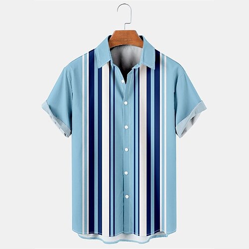 

Per uomo Camicia Camicia da bowling Camicia con bottoni Camicia estiva Maglietta informale Blu Manica corta Strisce Collo ripiegabile Strada Giornaliero Stampa Abbigliamento Di tendenza Stile anni