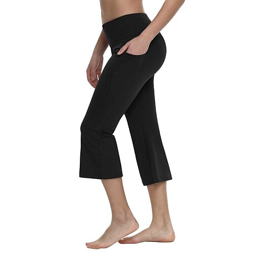 

pantaloni da fitness capris da allenamento yoga da donna pantaloni larghi da salotto a gamba larga bootcut con tasche laterali athleisure activewear