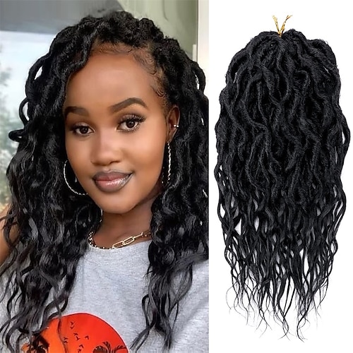 New Goddess Locs Wavy Faux Locs Crochet Hair With loose wavy ends