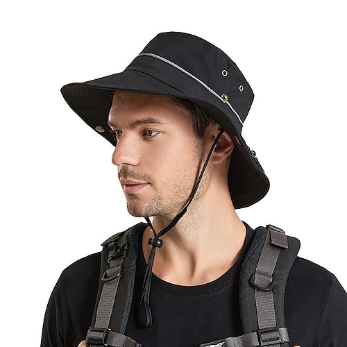 

Homens Mulheres Chapéu de Sol Chapéu Balde Chapéu de pesca Ao ar livre Portátil Proteção Solar UV UPF50 Respirável Chapéu Preto Cinzento Claro Verde Tropa para Pesca Alpinismo Praia
