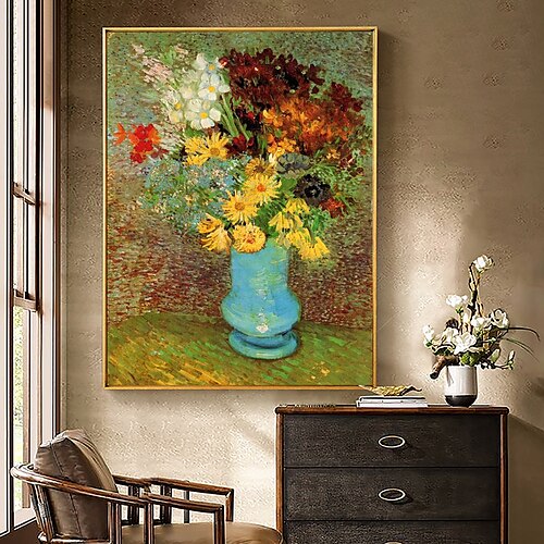 

Handmade Oil Painting Canvas Wall Art Decoration Copying Famous Paintings Van Gogh Sunflowers for Home Decor Rolled Frameless Unstretched Painting