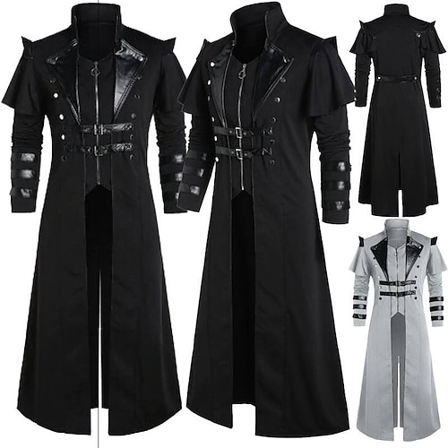 

Plague Doctor Plus Size Punk & Gothic Medieval Steampunk 17th Century Coat Masquerade Men's Costume Vintage Cosplay Party Long Sleeve Coat Carnival