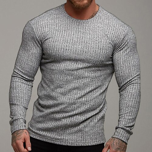 

Per uomo maglietta Maglia a maniche lunghe Liscio Girocollo Giornaliero Da mare Manica lunga Lavorato a maglia Abbigliamento Moda Classico Casuale / sportivo Muscolo