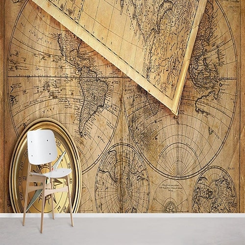

World Map Wallpaper Mural Wall Covering Sticker Peel and Stick Removable PVC/Vinyl Material Self Adhesive/Adhesive Required Wall Decor for Living Room Kitchen Bathroom