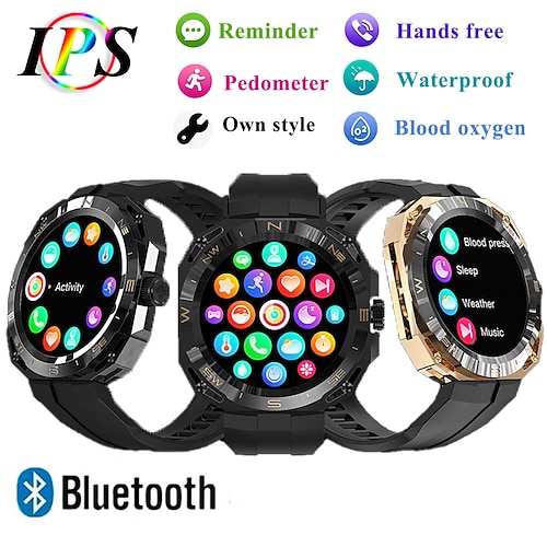 

696 E25 Reloj inteligente 1.43 pulgada Smartwatch Reloj elegante Bluetooth Recordatorio de Llamadas Seguimiento del Sueño Monitor de Pulso Cardiaco Compatible con Android iOS Hombre Llamadas con