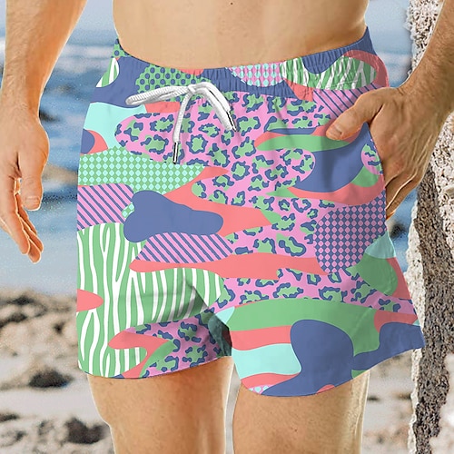 

Herre Surf shorts Letvægt Hurtigtørrende Surf shorts Surfing Strand Ternet Hældning Trykt Forår Sommer