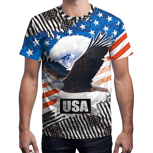 

4 de julio bandera nacional de estados unidos T-Shirt Estampado Clásico Estilo callejero Camiseta Para Hombre Mujer Unisexo Adulto Impresión 3D 100% Poliéster Casual Diario