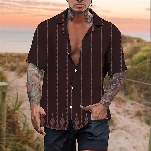 

Homme Chemise Chemise hawaïenne Imprimés Photos Géométrie Col rabattu Jaune Bleu Vert Gris Casual Vacances Manche Courte Bouton bas Imprimer Vêtement Tenue Tropique Mode Bohème Vêtement de rue