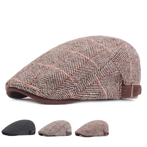 

Homme Casquette Plate Casquette en tweed Noir Kaki Coton Imprimer Mode des années 1920 Décontractées Extérieur Extérieur Plein Air du quotidien Plaid Coupe Vent Confort Respirable Mode