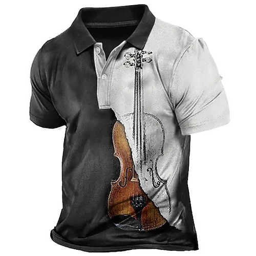 

Per uomo POLO Camicia da golf Golf Stampe astratte Chitarra Collo ripiegabile Grigio Esterno Strada Maniche corte Bottone giù Stampa Abbigliamento Sportivo Di tendenza Streetwear Originale