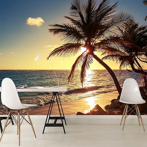 

Landscape Wallpaper Mural Summer Beach Wall Covering Sticker Peel and Stick Removable PVC/Vinyl Material Self Adhesive/Adhesive Required Wall Decor for Living Room Kitchen Bathroom