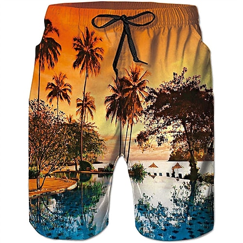 

Herre Surf shorts Badeshorts Snørelukning med mesh-for Elastisk Talje Kokos palme Grafiske tryk Hurtigtørrende Korte Afslappet Daglig Ferie Boheme Hawaiiansk 1 2 Mikroelastisk