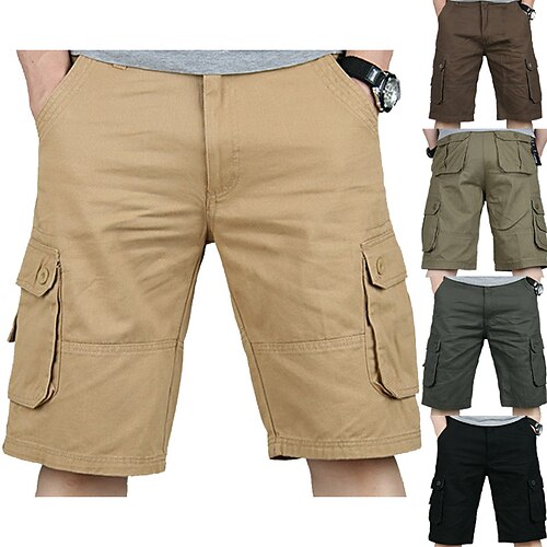 

Herren Cargo Shorts Kurze Hosen Shorts Kurze Hosen 6 Tasche Glatt Komfort Outdoor Täglich Ausgehen 100% Baumwolle Modisch Strassenmode Schwarz Gelb