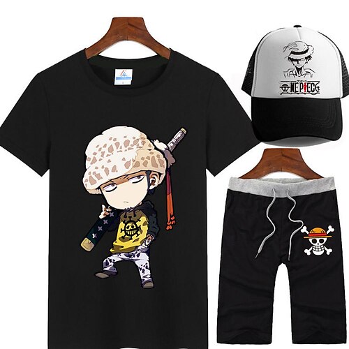 

One Piece Monkey D. Luffy Outfits T-shirt Shorts Print Graphic Shorts T-shirt For Men's Women's Boys Kid's Adults' Hot Stamping 100% Polyester Casual Daily